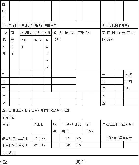 变压器试验报告单2